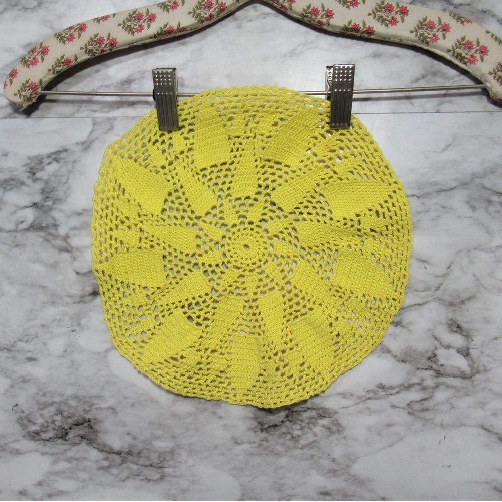 Boho Bright Yellow Crochet Doily | Decor